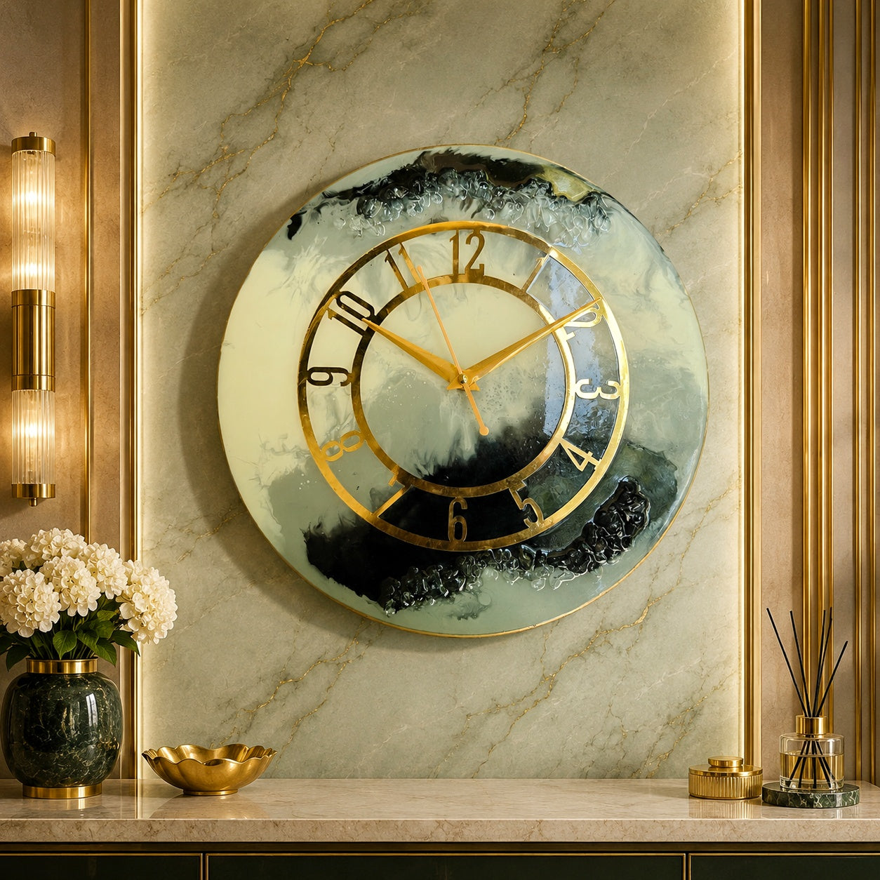 HBA0048 - Obsidian Mist Resin Wall Clock