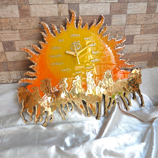 Seven Horse 0011 - Golden Radiance Resin Art