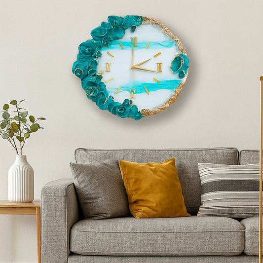 HBA0033 - Aqua Bloom Royale Geode Wall Clock
