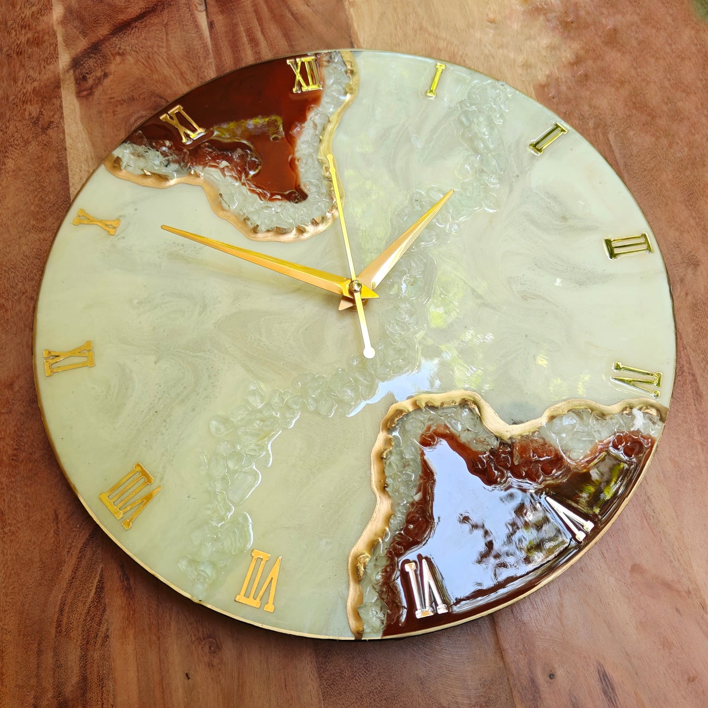 HBA0049 - Amber Geode Resin Wall Clock