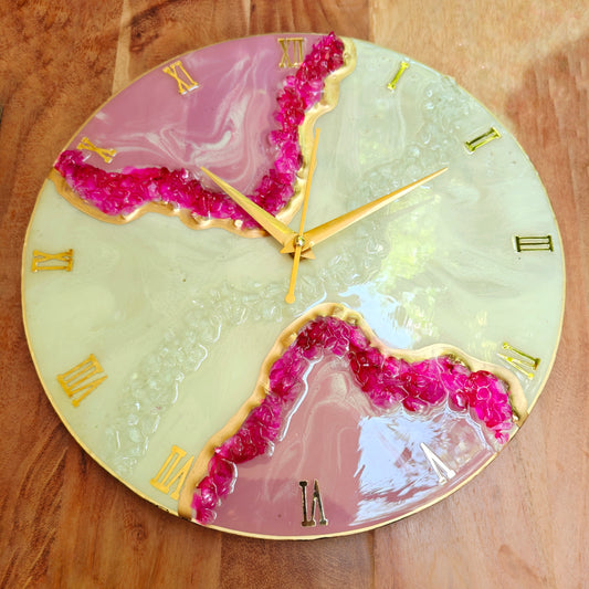 HBA0052 - Resin Geode Wall Clock with Gold Roman Numerals by Handstroies by Ankur