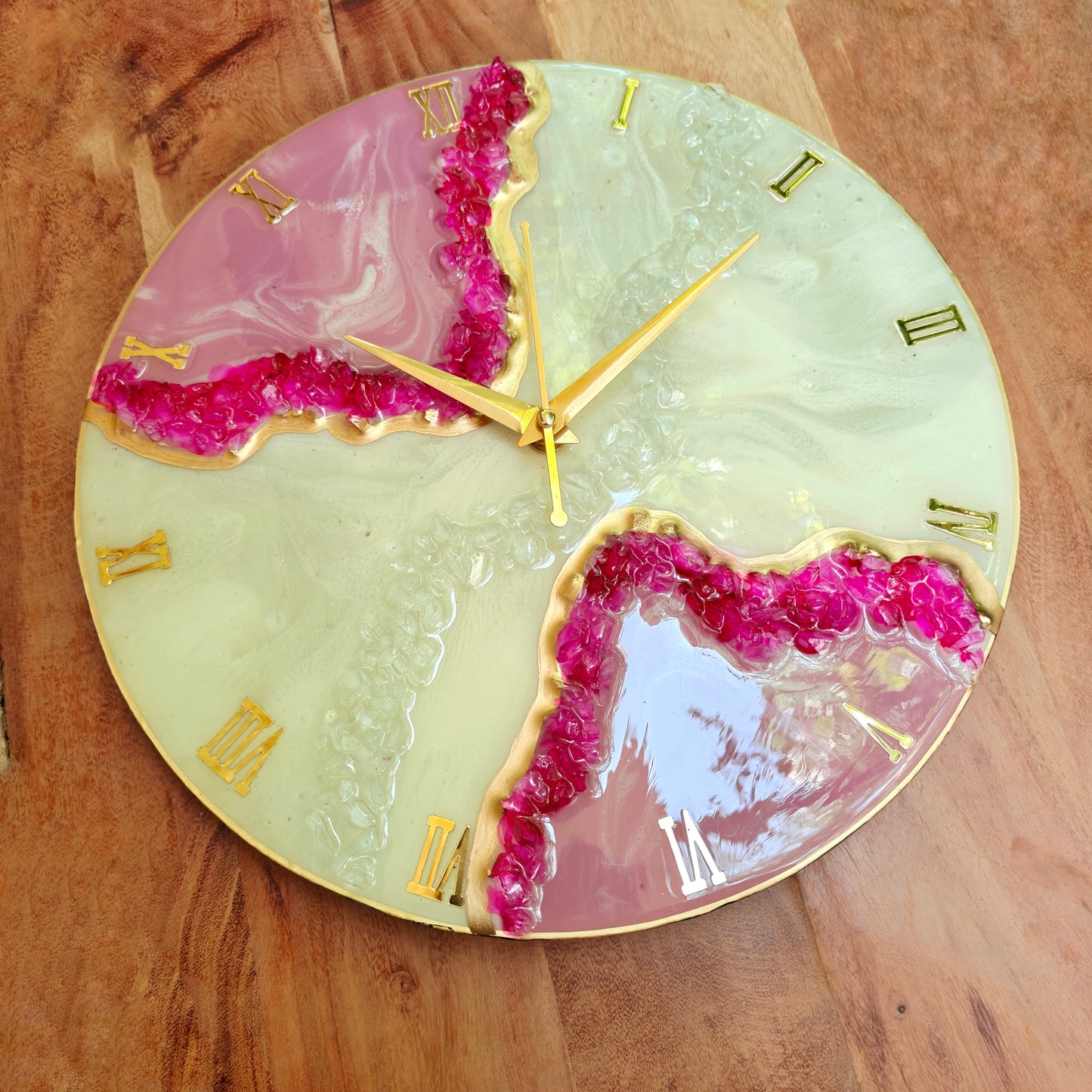 HBA0052 - Resin Geode Wall Clock with Gold Roman Numerals by Handstroies by Ankur