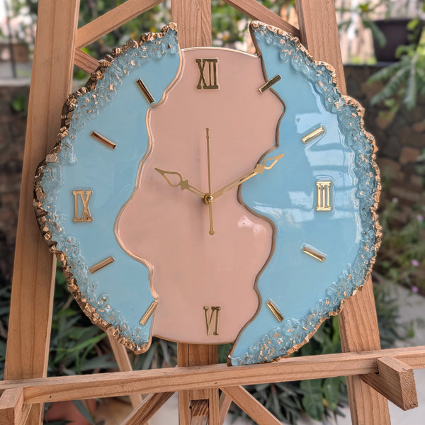 HBA0050 - Blush Sky Geode Resin Wall Clock