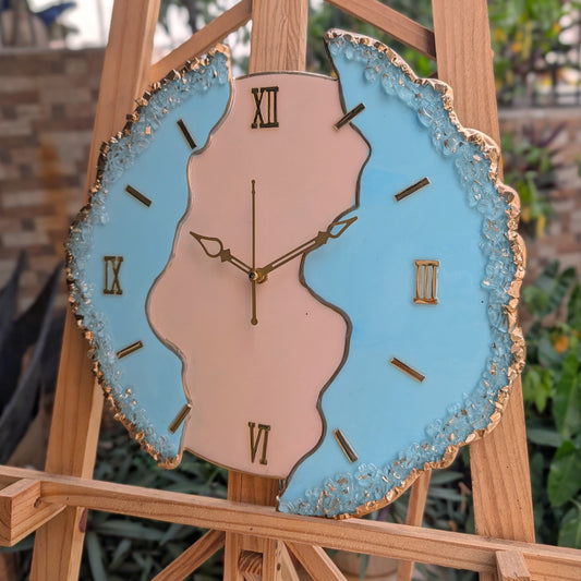 HBA0050 - Blush Sky Geode Resin Wall Clock