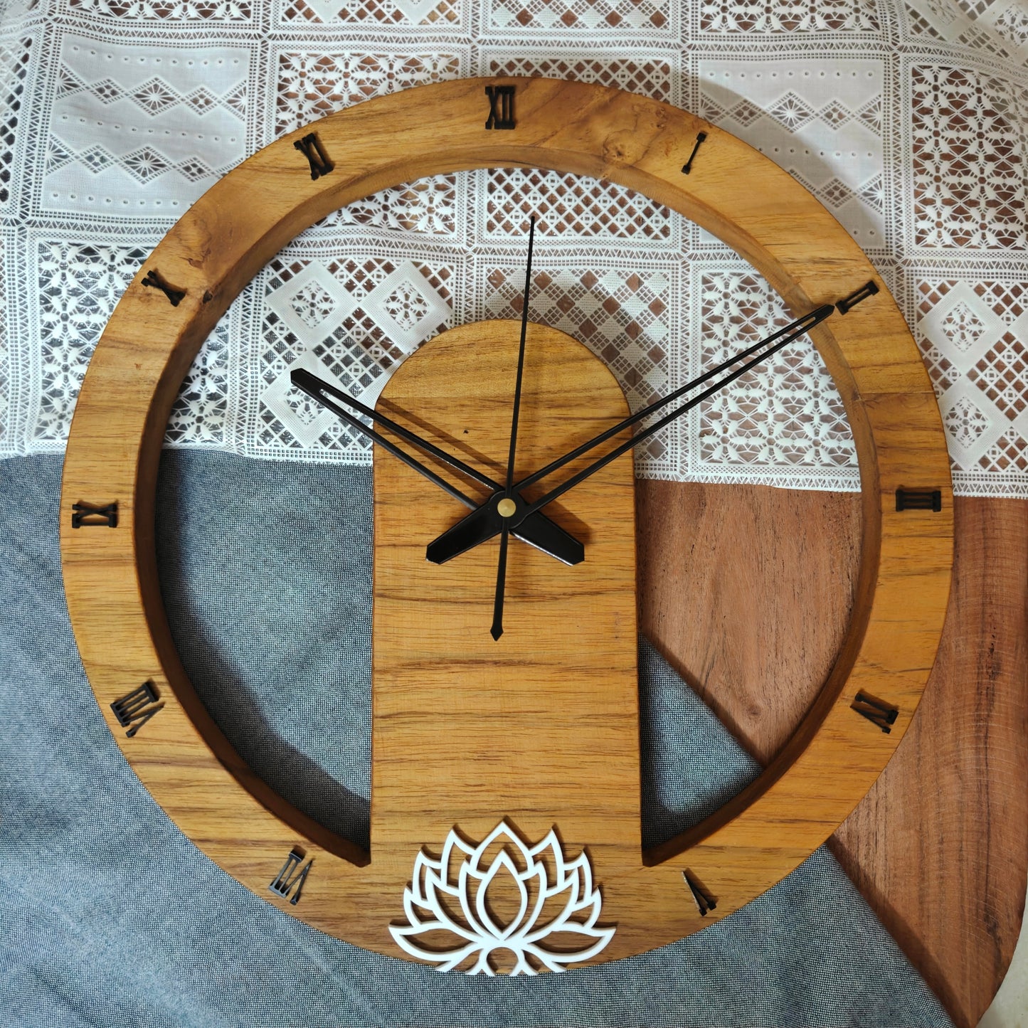 HBAW001 - Wooden Lotus Wall Clock