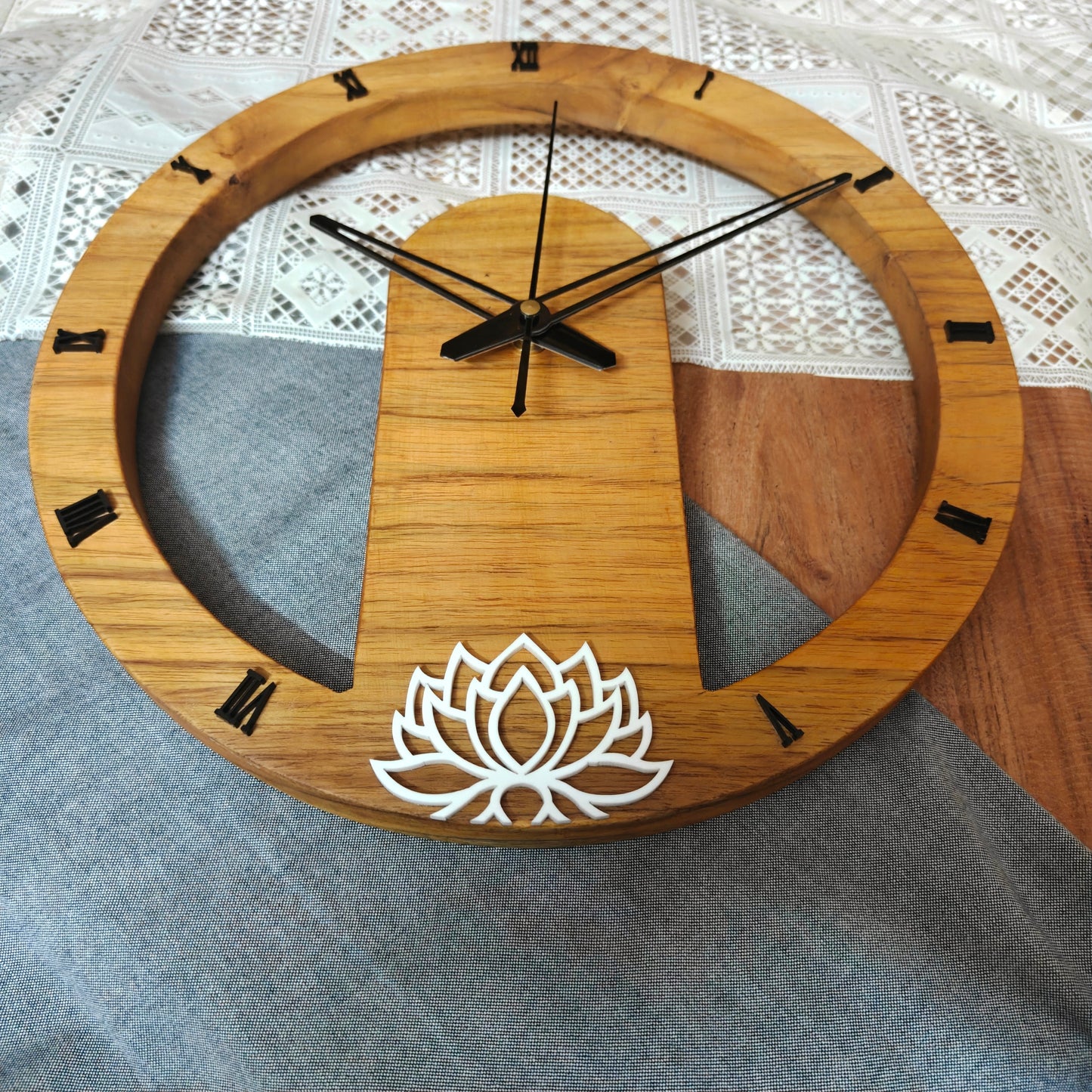HBAW001 - Wooden Lotus Wall Clock