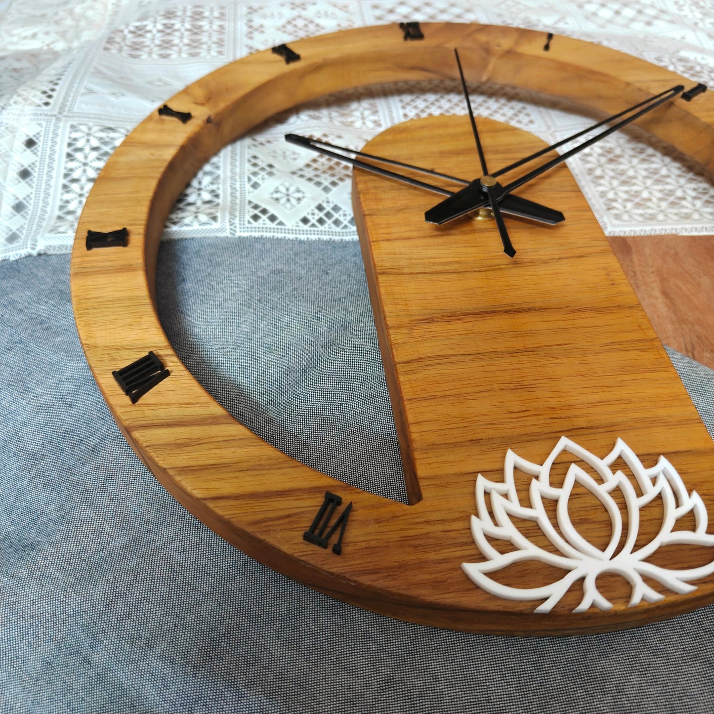 HBAW001 - Wooden Lotus Wall Clock