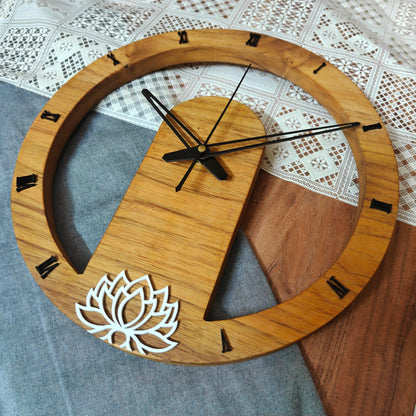 HBAW001 - Wooden Lotus Wall Clock