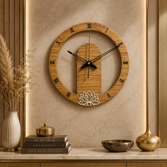 HBAW001 - Wooden Lotus Wall Clock