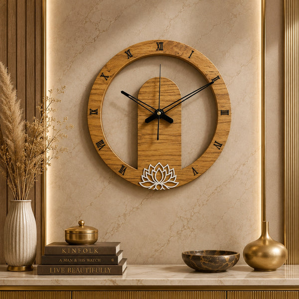 HBAW001 - Wooden Lotus Wall Clock