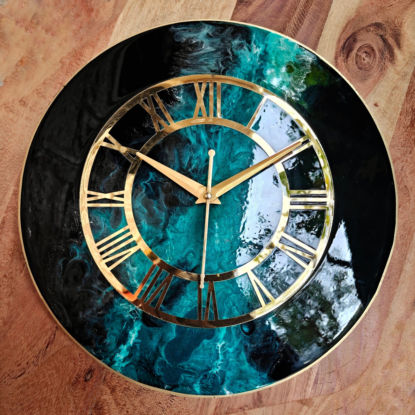 HBA0045 - Emerald Noir Resin Wall Clock