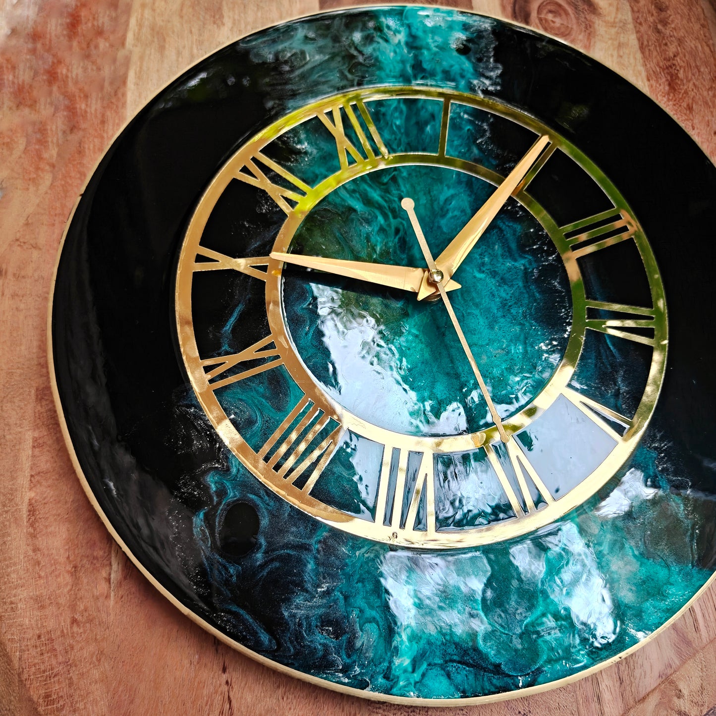 HBA0045 - Emerald Noir Resin Wall Clock
