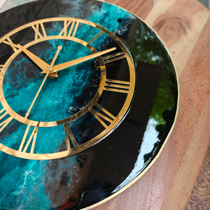 HBA0045 - Emerald Noir Resin Wall Clock