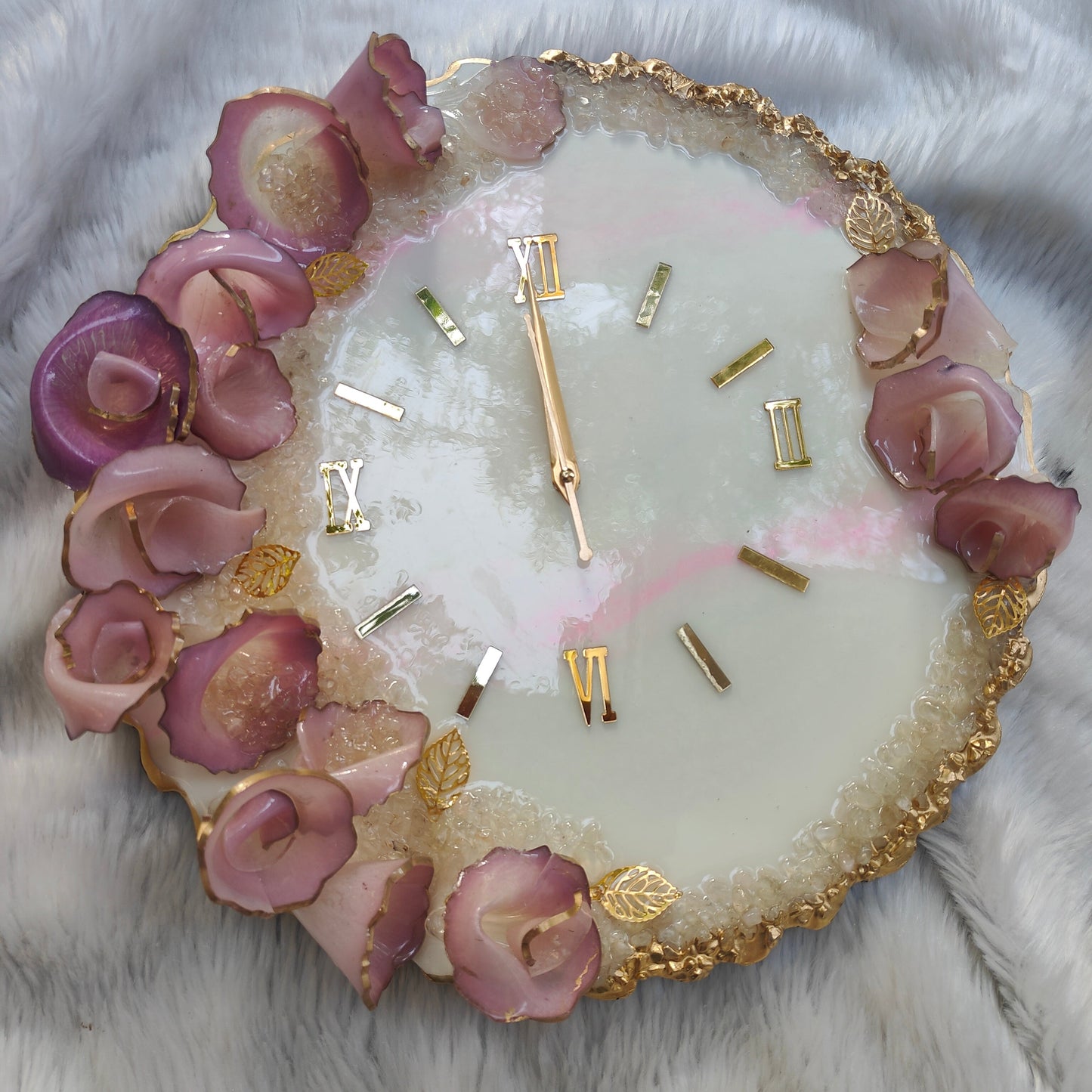 HBA0032 - Blush Bloom Luxe Geode Wall Clock