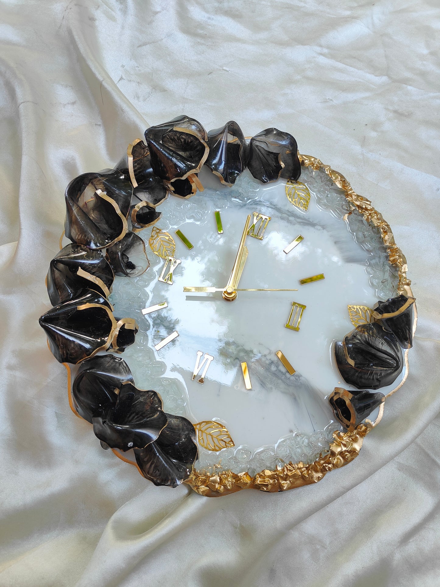 HBA0034 - Obsidian Bloom Luxe Geode Wall Clock