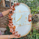 HBA0043 - Eternal Bloom Luxe Resin Wall Clock – Caramel Rose Edition