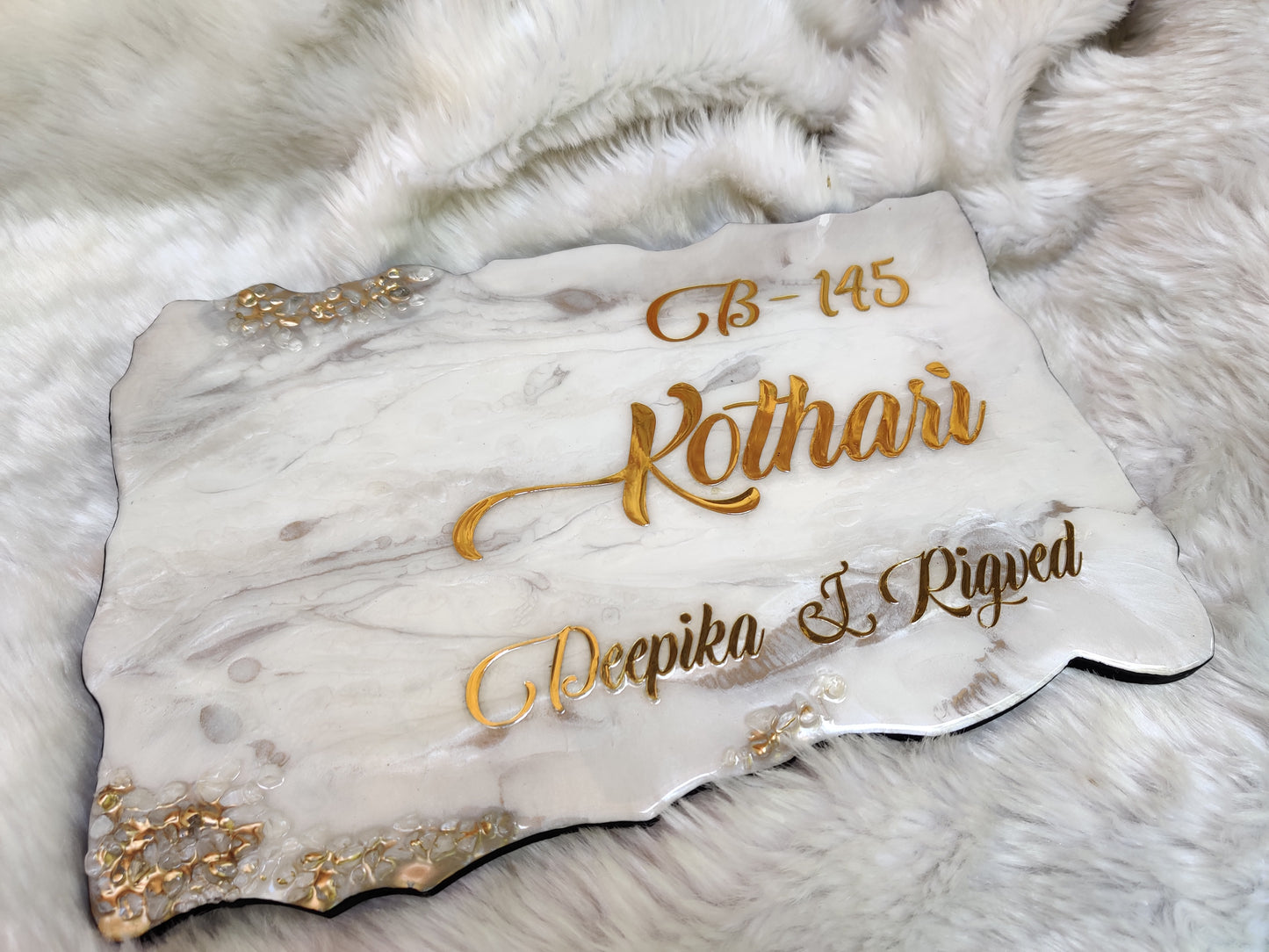 NP0005 - Marble Elegance Custom Resin Name Board