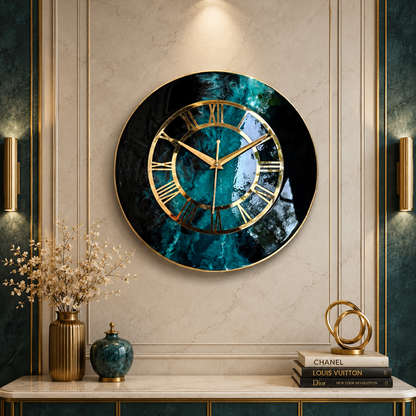 HBA0045 - Emerald Noir Resin Wall Clock