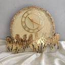 Seven Horse 0002 - Golden 7 Horse Wall Clock