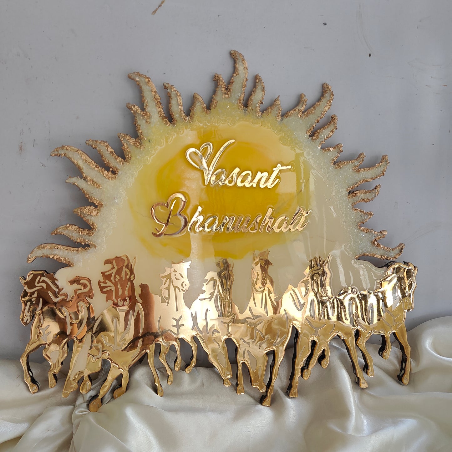 Seven Horse 0009 - Golden Stallions Sun Aura Custom Name Plate